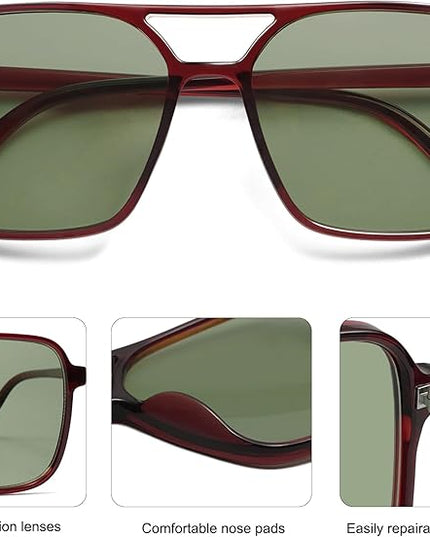 SOJOS Trendy Vintage Aviator Square Sunglasses For Womens Mens Retro 70s UV400 Women Sun Glasses SJ2327