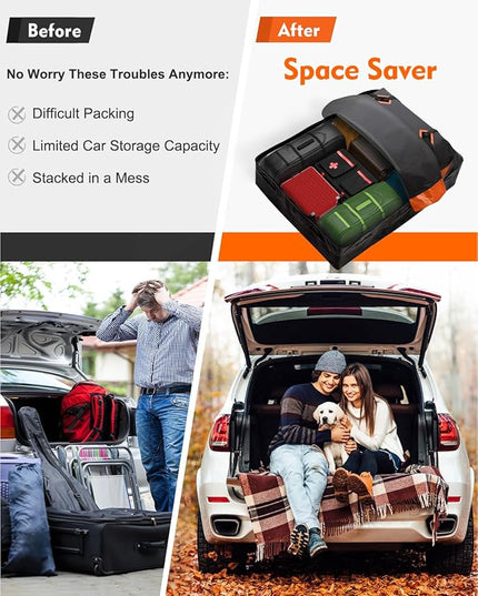 FIVKLEMNZ 30 Cubic Car Rooftop Cargo Carrier Roof Bag Waterproof for All Top of Vehicle with/Without Rack Includes Topper Anti-Slip Mat + Reinforced Straps + 6 Door Hooks + Luggage Lock
