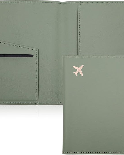 Deziliao Passport Holder,Passport Holder Card Slots, Passport and Vaccine Card Holder Combo, Cute Passport cover for Women and Men, with Waterproof Rfid Blocking, Passport Travel Wallet(Moss green)
