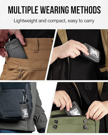 ONETIGRIS Front Pocket Wallet with Zippers Tactical Small Coin Purse Nylon Minimalist Wallet for Men Women