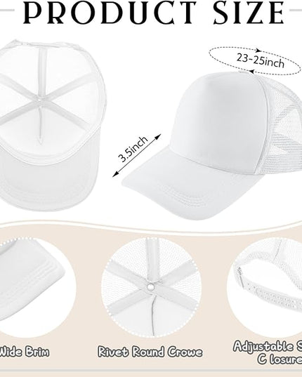 Hercicy 40 Pack Sublimation Blank Trucker Hat Bulk Baseball Cap Adjustable Mesh Unisex Polyester Hat Heat Transfer