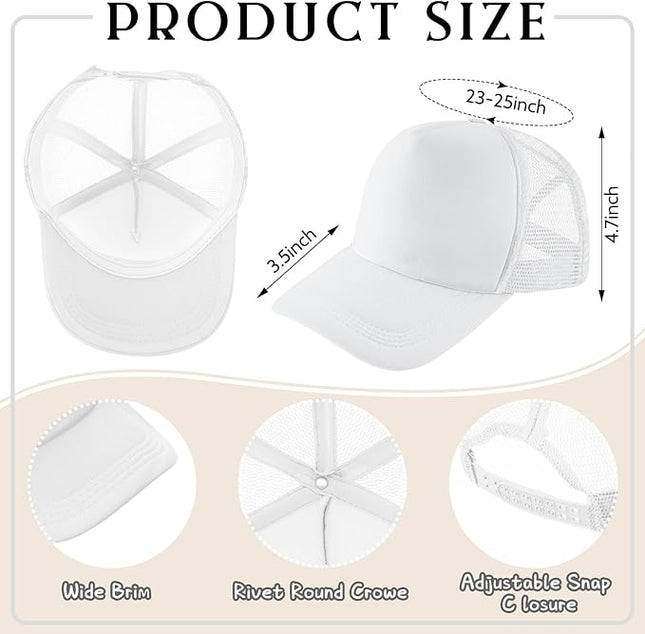 Hercicy 40 Pack Sublimation Blank Trucker Hat Bulk Baseball Cap Adjustable Mesh Unisex Polyester Hat Heat Transfer