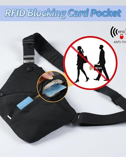 VADOO Sling Bag for Men and Women, Anti theft Crossbody Bag Lightweight Shoulder Chest Bag for Travel Gym