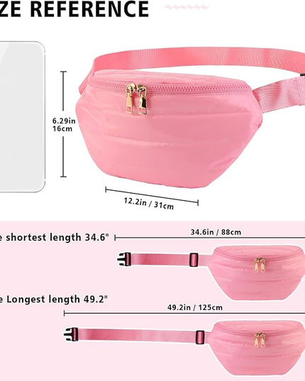 Fanny Packs for Women Fashion Waist Packs Quilted Puffer Belt Bag Puffy Crossbody Bags Sling Purse for Women Travel Running