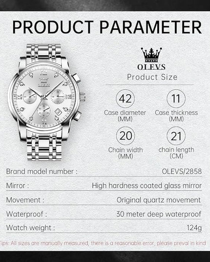 OLEVS Men's Luxury Watch Waterproof Luminous Easy Read Chronograph Watches Full Gold/White Dail/Black Face with Calendar Wristwatch