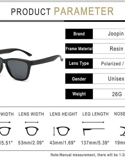 Joopin Square Sunglasses Polarized UV Protection Trendy Designer Sun Glasses Men Women