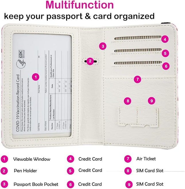 Passport Holder,Cute Passport Cover,Travel Wallet with Credit Card Slots Rfid passport Wallet Waterproof Documents Organizer Women Men (Dog)