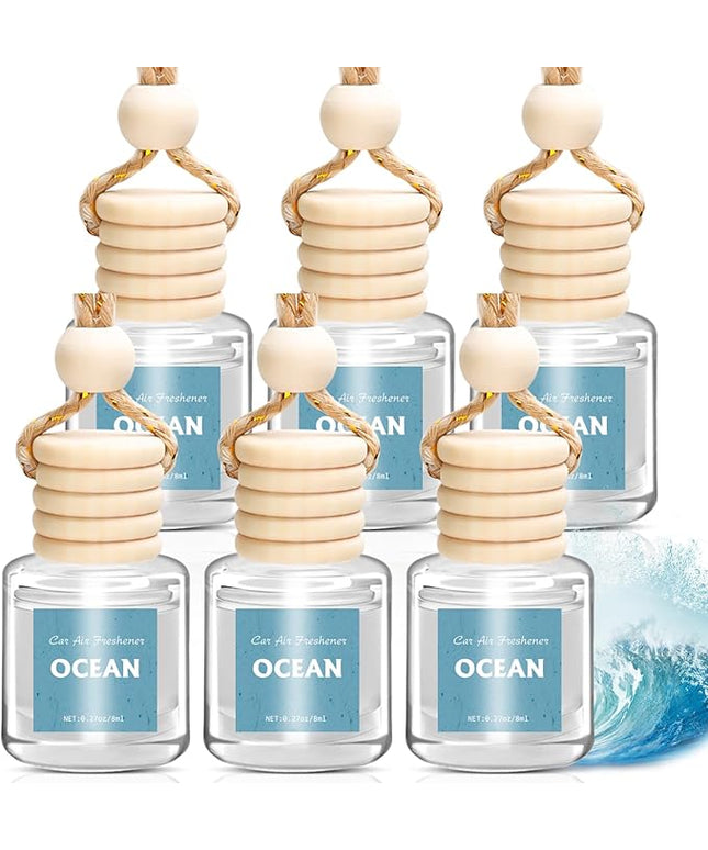 AROIC Car Air Freshener 6 Pack, Long Lasting Fresh Aroma Diffuser Set for Men & Women, Natural Essential Oil Fragrance Diffuser for Removing Odors, Auto Interior Decor Accessories Unisex (Ocean Scent)