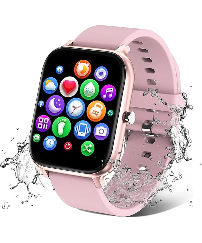 Smart Watch for Men Women Compatible with iPhone Samsung Android Phone 1.69 inch Full Touch Screen IP68 Waterproof Bluetooh Fitness Tracker Heart Rate/Sleep Monitor (Pink)
