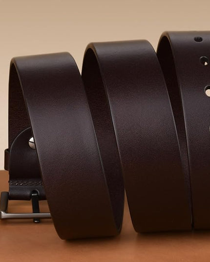 Buffway Men’s Full Grain Leather Belt – Solid One-Piece Leather, 1.5” Wide for Jeans & Business Casual, Gift Box Included