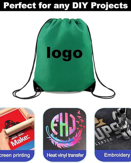 BeeGreen Drawstring Backpack Bags 20,30,50 Packs Reflective String Bags for Gym Sport Trip Cinch Sack DIY for Women Men