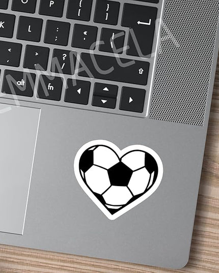 (3PCS) Soccer Heart Stickers – Waterproof Vinyl Decals for Laptop, Water Bottle, Notebook, Phone, Gift for Soccer Players, Teams, Fans, Sports Stickers – 3" x 3"