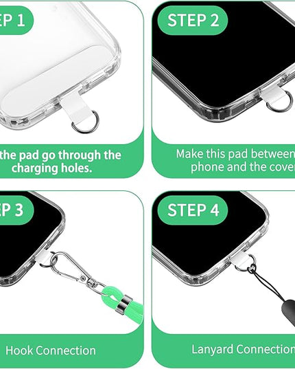 CACOE Phone Lanyard 2 Pcs-1 Pcs Adjustable Neck Strap, 1 Pcs Wrist Strap, 2 Pads, Universal Crossbody Multifuctional Cell Phone Lanyards Compatible with Most Smartphones(Light Green)