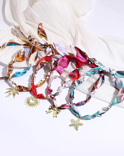 HETICA Scarf Necklace for Women Silk Western Charm Necklaces Fashion Accessory Jewelry Gift