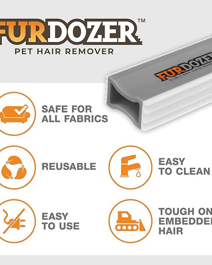 FurDozer Pet Hair Remover & Auto Detailing Tools - Cat & Dog Hair Remover for Carpets, Car Interiors, Couches, Bedding, & Pet Furniture (Gray, (2 Pack) - X3 PRO)