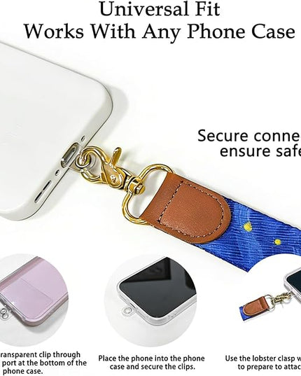 GEHUY IPhone Lanyard Crossbody with Wrist Strap, Adjustable Starry Sky Neck & Wrist Lanyard for Keys, ID Cards, Phone Case Accessories – Universal Cute Set for Women & Girls