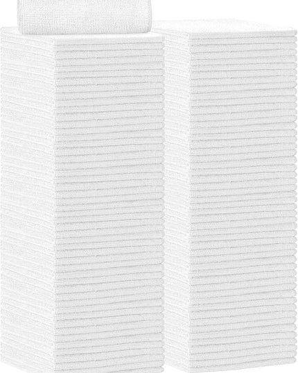 AIDEA Microfiber Cleaning Cloth 100PK, Soft Microfiber Towels for Cars, Absorbent Cleaning Rags, Lint-Free Streak-Free Wash Cloths for House, Kitchen, Window(12inx12in), White