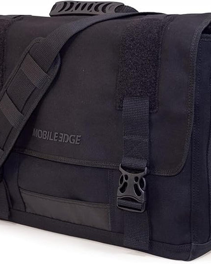 Mobile Edge ECO Laptop Messenger Bag for Men and Women, Fits Up To 17.3 Inch Laptops, Travel Work Computer Bag, Cotton Canvas, Padded Pockets, Black