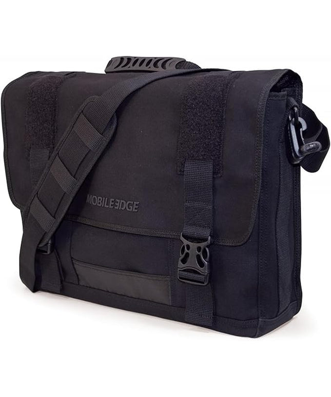 Mobile Edge ECO Laptop Messenger Bag for Men and Women, Fits Up To 17.3 Inch Laptops, Travel Work Computer Bag, Cotton Canvas, Padded Pockets, Black