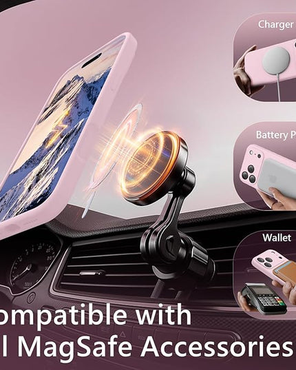 FireNova Magnetic for iPhone 17 Pro Case, Compatible with MagSafe, [Integrated Silicone Camera Control Button] [Camera Protection] Anti-Scratch Microfiber Lining Phone Case, 6.3", Chalk Pink
