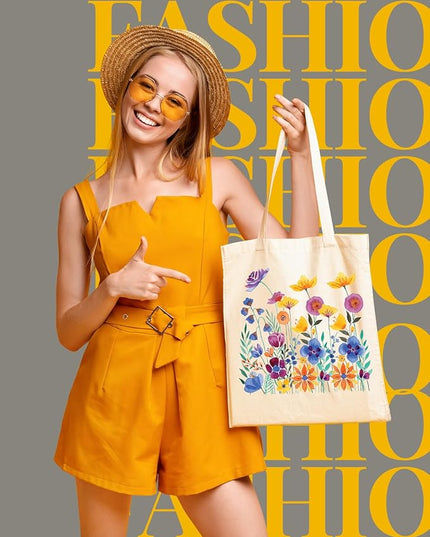 AUSVKAI Canvas Tote Bag for Women, Aesthetic Cute Grocery Grocery Reusable Cotton Gift Bag for Shooping Beach Trendy Gifts
