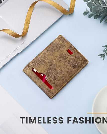 Zitahli Mens-Wallet-Slim-Leather-RFID Blocking Wallet for Men Minimalist Bifold Credit Card Holder with Gift Box