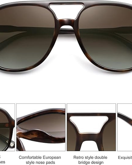 SOJOS Retro Polarized Aviator Sunglasses Womens Mens Classic 70s 80s Vintage Trendy Square Aviators SJ2174