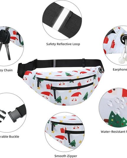 MAXTOP Large Crossbody Fanny Pack with 4-Zipper Pockets,Gifts for Enjoy Sports Festival Workout Traveling Running Casual Hands-Free Wallets Waist Pack Phone Bag Carrying All Phones