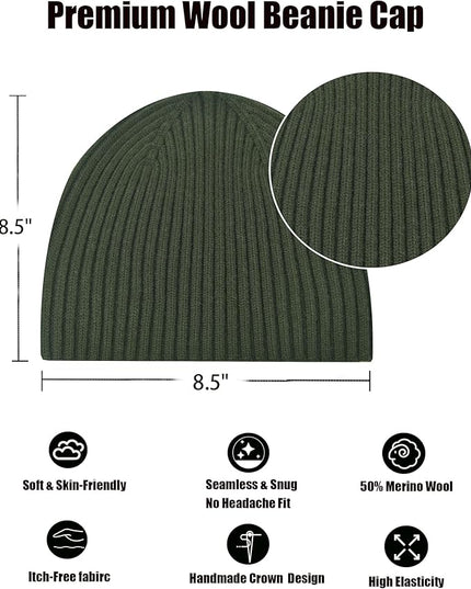 choshion Wool Knit Fisherman Beanie Hat for Men Women,Cuffless Warm Short Cuff Beanies Toboggan Ski Hats Winter Skull Cap