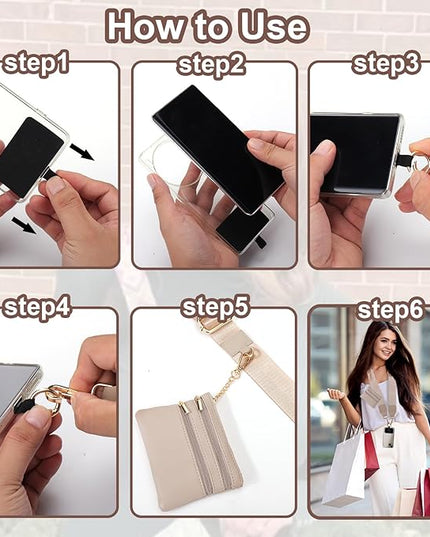 XANGNIER Clip and Go Strap for Phone with Wallet Crossbody, Phone Strap with Zippered Wallet, Adjustable Anti Theft Cellphone Lanyard for Women, Cellphone Chain Accessories,Multicolor 7