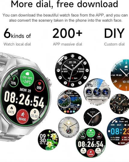 Military Grade Tactical Smart Watch for Men,1.75" Large Crystal Clear HD AMOLED Touchscreen Smartwatches for Android iOS,Fitness Tracker with 110+Sport Modes/Heart Rate/Sleep Monitor (Black)
