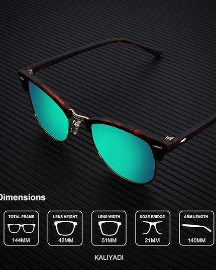 KALIYADI Polarized Sunglasses for Men and Women Semi-Rimless Frame Driving Sun glasses UV Blocking
