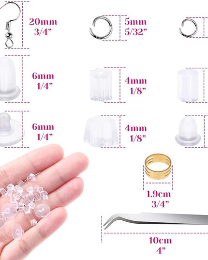 Anezus 1900 Pcs Earring Making Kit with Jewelry Hooks, Fish Hook Earrings, Backs, Jump Rings for Repair, Gifts