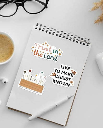 50PCS Bible Verse Stickers: Inspirational Christian Stickers for Women, Men, Teens - Perfect for Water Bottle, Laptop, Bible