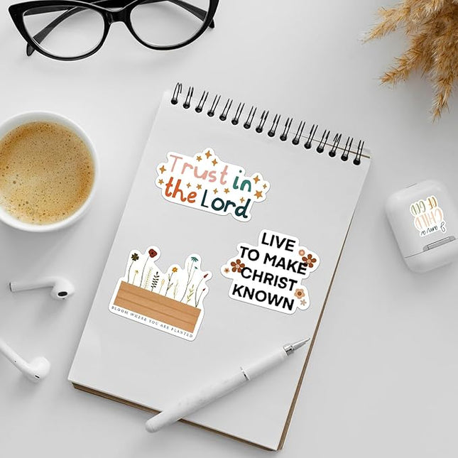 50PCS Bible Verse Stickers: Inspirational Christian Stickers for Women, Men, Teens - Perfect for Water Bottle, Laptop, Bible