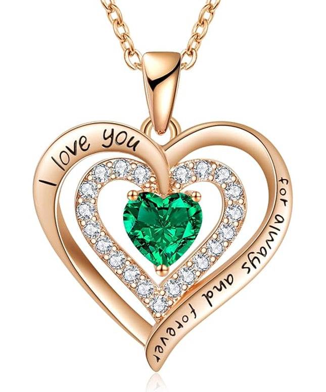 REDBEE Necklaces for Women Birthstone Heart Necklace Jewelry for Wife Girlfriend Woman Necklace