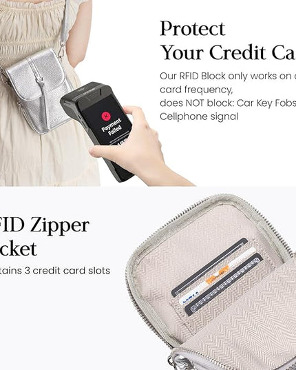 befen Genuine Leather Small Crossbody Bags for Women, Multi Pocket Cell Phone Crossbody Purse with RFID Blocking Card Slots