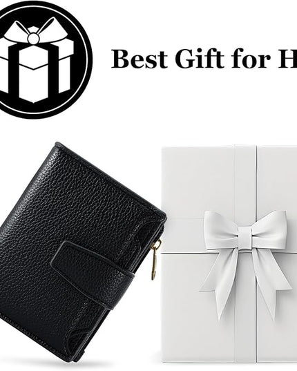 Airkit Small Wallet Women RFID Blocking Soft Leather Bifold Compact Card Holder Wallet for Women with Zipper Coin Pocket 4 ID Window