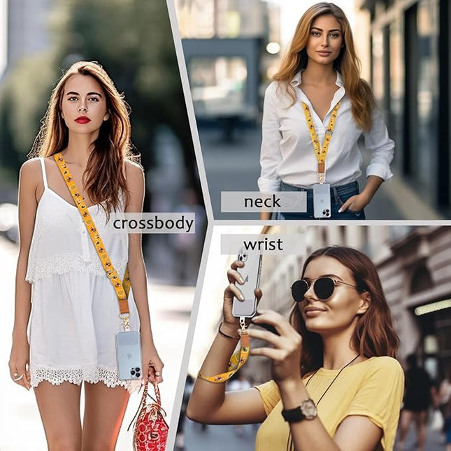 Phone Lanyard Crossbody Strap, Bee Cell Phone Lanyards for around the Neck Wristlet Wrist Strap Animal Adjustable for Keys Case ID Badges Accessories Travel Essentials