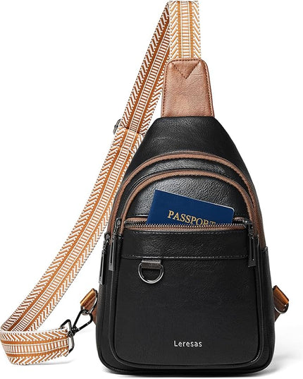 7L Sling Bag for Women Men Vegan Leather Crossbody Bags Fanny Pack Purse Backpack Over Shoulder Bag Travel Anti Theft