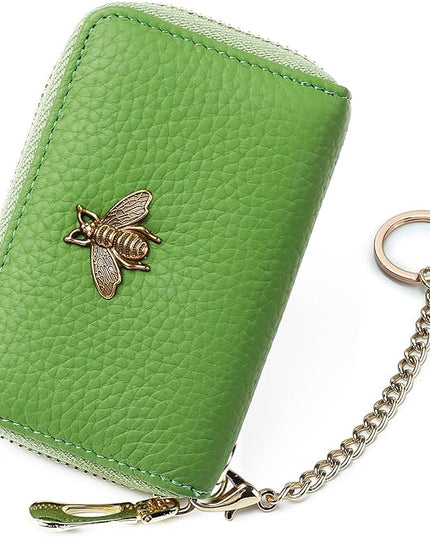 imeetu RFID Credit Card Holder, Small Leather Zipper Card Case Wallet for Women