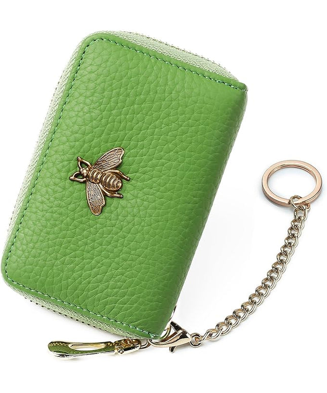 imeetu RFID Credit Card Holder, Small Leather Zipper Card Case Wallet for Women