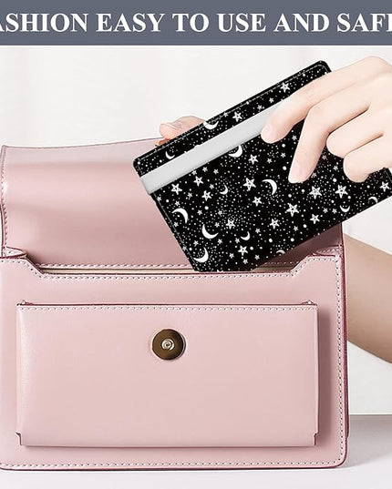 Passport Holder for Travel Essentials, RFID Premium Leather Passport Wallet Cover Case for Travel Must Haves Accessories, Passport Book Holders for Women Men Black White Moon Stars