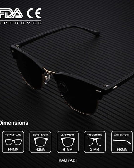 KALIYADI Polarized Sunglasses for Men and Women Semi-Rimless Frame Driving Sun glasses UV Blocking