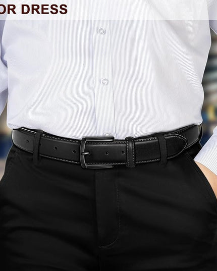KEMISANT Men Belt 2Pack – Genuine Leather Belt for Men Dress Casual Golf Jeans 1 3/8"
