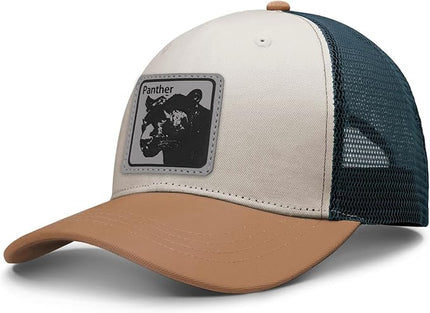 Animal Trucker Hats Leather Pattern Adjustable Snapback Mesh Animal Baseball Cap for Men