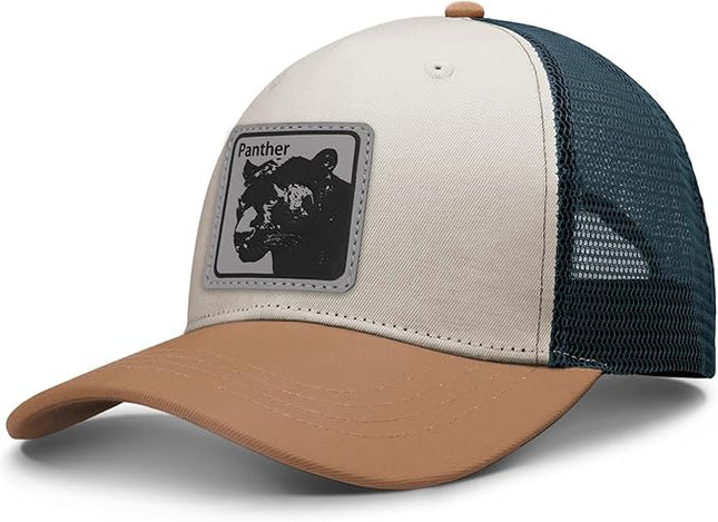 Animal Trucker Hats Leather Pattern Adjustable Snapback Mesh Animal Baseball Cap for Men