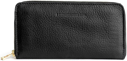 Portland Leather Goods Women's Accordion Zip Wallet – Handcrafted in Durable, Full-Grain Leather – 8 Card Slots & Secure Zippered Pocket – Pebbled Black