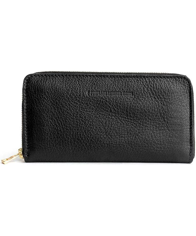 Portland Leather Goods Women's Accordion Zip Wallet – Handcrafted in Durable, Full-Grain Leather – 8 Card Slots & Secure Zippered Pocket – Pebbled Black