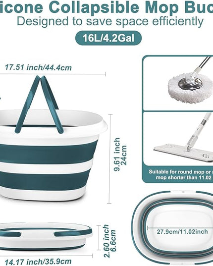 Collapsible Bucket for Cleaning, 4.2 Gallons Mop Bucket with Handle for Floor Window Car Washing, Silicone Ice Buckets for Parties Camping Fishing Beach, RV Laundry Storage Household Cleaning Supplies